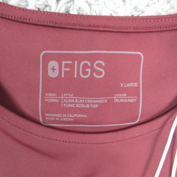 FIGS Tunic Womens XL Burgundy Alma Slim Crewneck Scrub Top Moisture Pockets NWT - Picture 10 of 16
